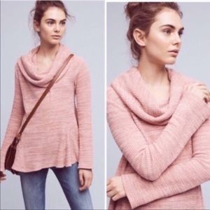 Pink Anthropologie cowl neck sweater